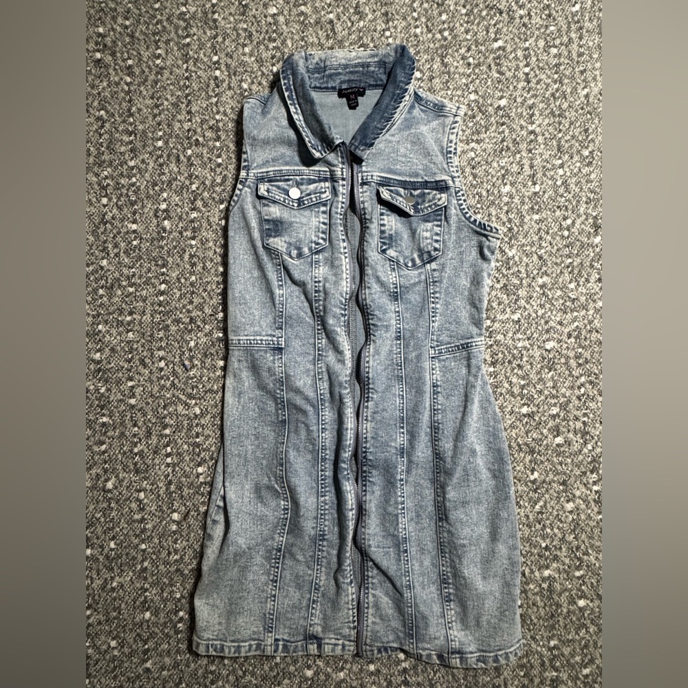 Denim Sleeveless Zip-Up Dress